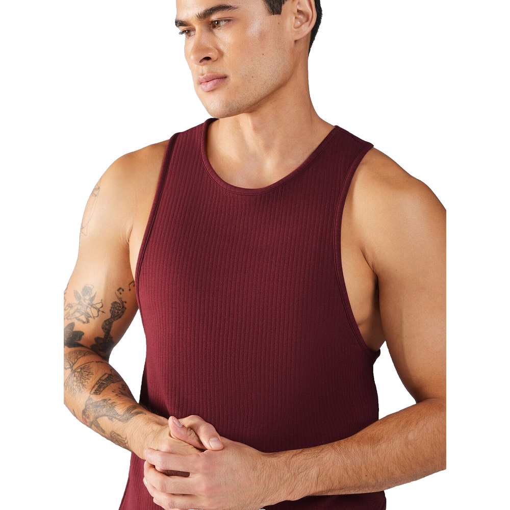 Savage Fenty Mens Rib Sleep Muscle Tank Top Size XL Burgundy Racerback Comfy - Picture 2 of 11
